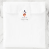 Leuke Raket Astronaut Buitenruimte Verjaardagsnaam Ronde Sticker (Tas)