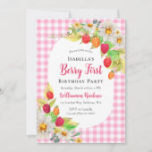 Leuke Raspberry Berry Eerste Verjaardag Foto toevo Kaart (Voorkant)