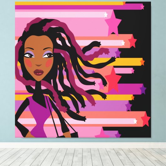 Leuke Rasta Girl Wrapped Canvas (Insitu (Houten vloer))