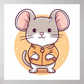 Leuke rat in kawaii cartoon stijl poster