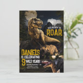 Leuke realistische dinosaurus verjaardags wilde ui (Staand voorkant)