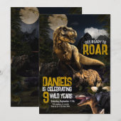 Leuke realistische dinosaurus verjaardags wilde ui (Voorkant / Achterkant)