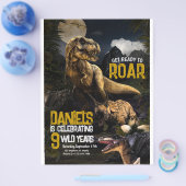 Leuke realistische dinosaurus verjaardags wilde ui flyer (Enkel)