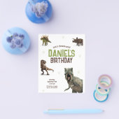 Leuke realistische dinosaurus verjaardagsfeestje  flyer (Enkel)