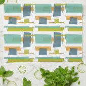 Leuke rechthoeken Patroon Groen Sinaasappel Blauw  Theedoek (Gevouwen)