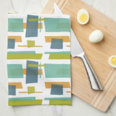 Leuke rechthoeken Patroon Groen Sinaasappel Blauw  Theedoek (Quarter Fold)