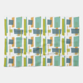 Leuke rechthoeken Patroon Groen Sinaasappel Blauw  Theedoek (Horizontaal)