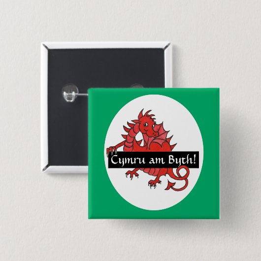 Leuke Red Dragon Square Button te personaliseren (Voorkant /achterkant)