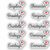 Leuke Red Heart Speech Bubble Guest List 10 namen Sticker (Voorkant)