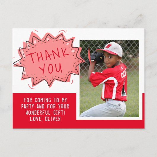 Leuke Red Speech Cloud Verjaardag Dank u Foto Briefkaart (Voorkant)