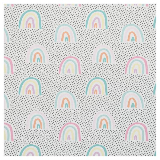 Leuke regenbogen en kleine stippen in pastelkleure stof (Swatch)