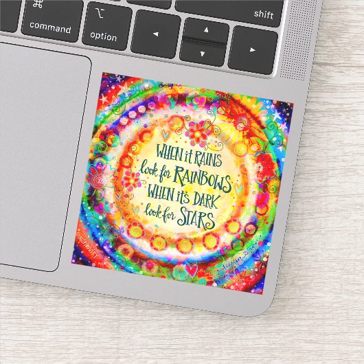 Leuke regenbogen en sterren Quote Kleurrijke Inspi Sticker (Detail)