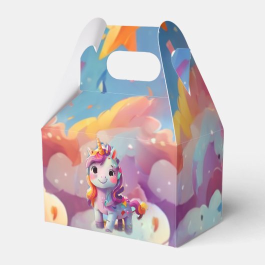 Leuke regenbogen kleurrijke eenhoorn verjaardag bedankdoosjes (Achterkant)