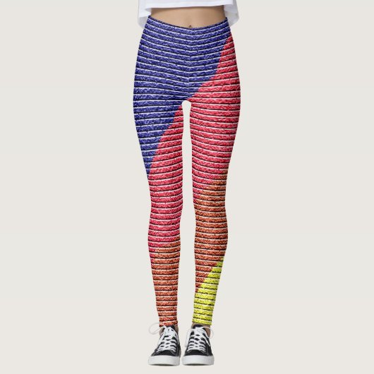 Leuke regenboog bakstenen patroon kleurrijk leggings (Voorkant)
