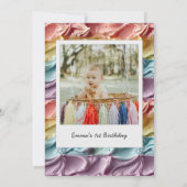 Leuke regenboog cake icing eerste verjaardag kaart (Achterkant)