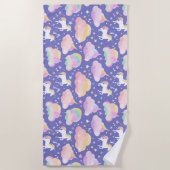 Leuke Regenboog eenhoorn verjaardag paarse kindere Strandlaken (Voorkant)