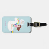 Leuke Regenboog Eenhoorn Zwembad Float Gepersonali Bagagelabel (Voorkant horizontaal)