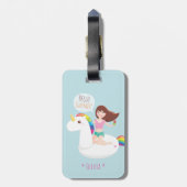 Leuke Regenboog Eenhoorn Zwembad Float Gepersonali Bagagelabel (Achterkant verticaal)
