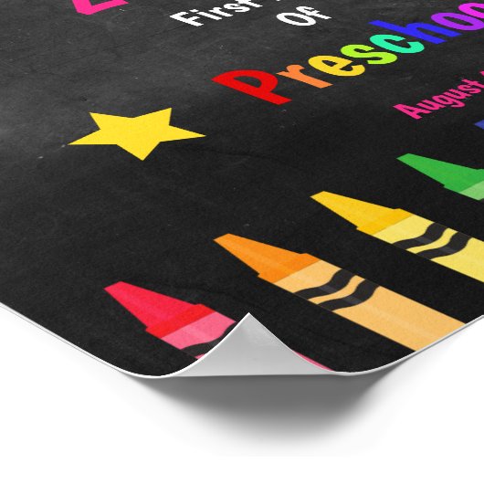 Leuke regenboog eerste dag van kleuterschool krijt poster (Hoek)