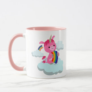 Leuke regenboog-etende Cartoon eenhoorn Mok