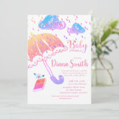 Leuke Regenboog Fantasy Baby Sprinkle Shower Kaart (Staand voorkant)