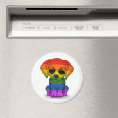 Leuke regenboog gay pride puppy hond, wit magneet (Insitu (Vaatwasser))