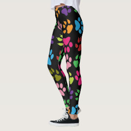 Leuke regenboog gekleurde hond en kat poot print leggings