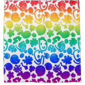 Leuke Regenboog gekleurde spiralen gezichten witte Douchegordijn (Voorkant)