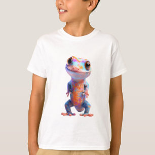 Leuke Regenboog Gespekte Cartoon Gecko Kinderen T-shirt