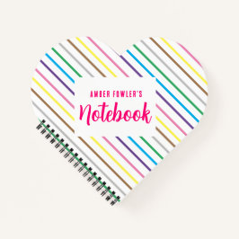 Leuke Regenboog Gestreepte Mooie Witte Hartvormige Notitieboek