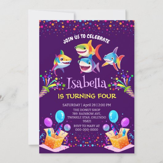 Leuke regenboog haai ballon verjaardag party jonge (Voorkant)