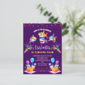 Leuke regenboog haai ballon verjaardag party jonge briefkaart (Staand voorkant)