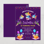 Leuke regenboog haai ballon verjaardag party jonge briefkaart (Voorkant / Achterkant)