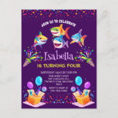 Leuke regenboog haai ballon verjaardagsfeestje jon briefkaart (Voorkant)