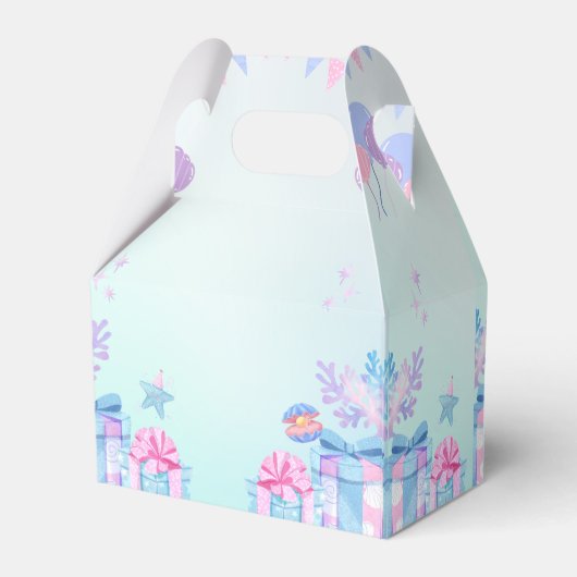 Leuke regenboog haai verjaardag ballon party Famil Bedankdoosjes (Achterkant)