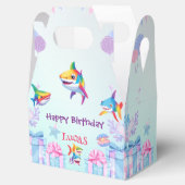 Leuke regenboog haai verjaardag ballon party Famil Bedankdoosjes (Geopend)