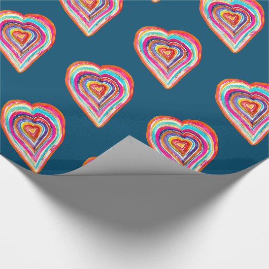 Leuke regenboog hart liefde boho cadeaupapier (Hoek)