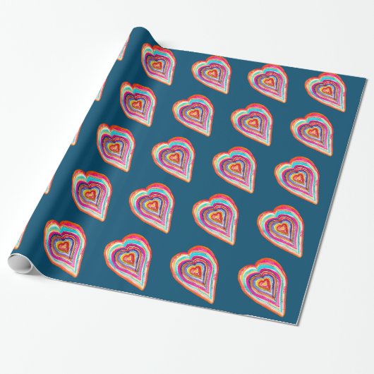 Leuke regenboog hart liefde boho cadeaupapier (Uitgerold)
