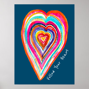 Leuke regenboog hart liefde boho poster