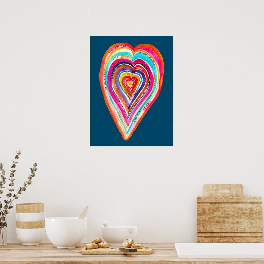 Leuke regenboog hart liefde boho poster (Keuken)