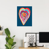 Leuke regenboog hart liefde boho poster (Thuiskantoor)
