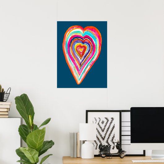 Leuke regenboog hart liefde boho poster (Thuiskantoor)