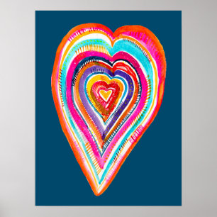Leuke regenboog hart liefde boho poster