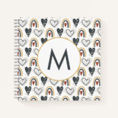 Leuke regenboog harten Boho Pattern Monogram Initi Notitieboek (Voorkant)