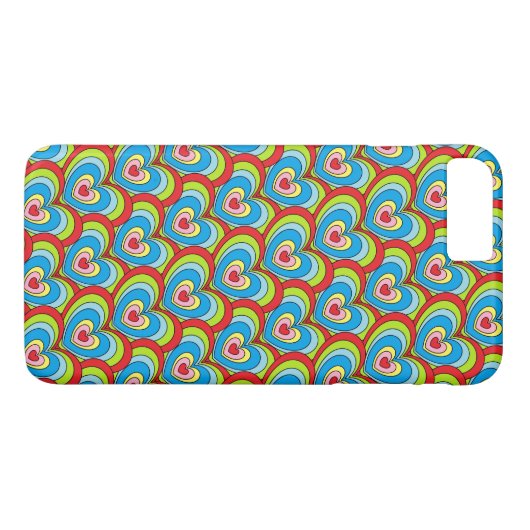 Leuke regenboog harten over het hele patroon plezi Case-Mate iPhone case (Achterkant (Horizontaal))
