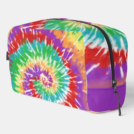 Leuke regenboog kleuren Retro Tie Dye Toilettas Toilettasje (Rechterhoek)
