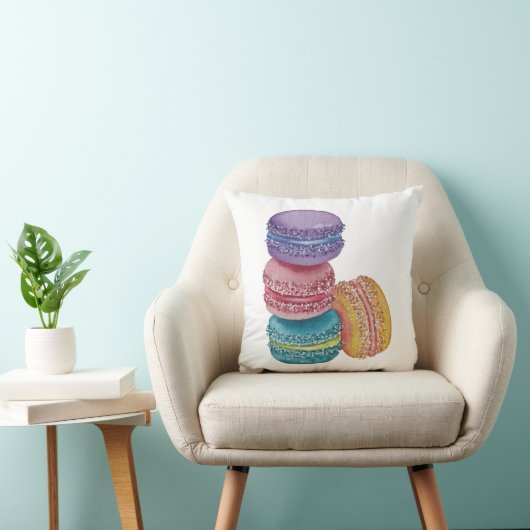 Leuke regenboog macarons in Waterverf kussen (Stoel)