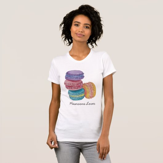 Leuke regenboog macarons in Waterverf T-shirt (Voorkant volledig)
