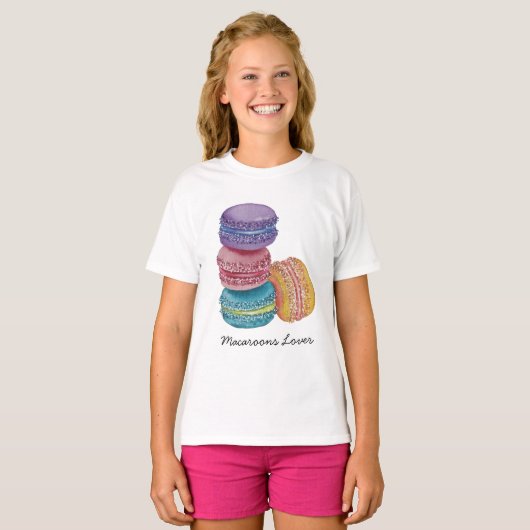 Leuke regenboog macarons in Waterverf T-shirt (Voorkant volledig)