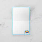 Leuke regenboog met roze harten en wolken notitiekaartje (Binnen)